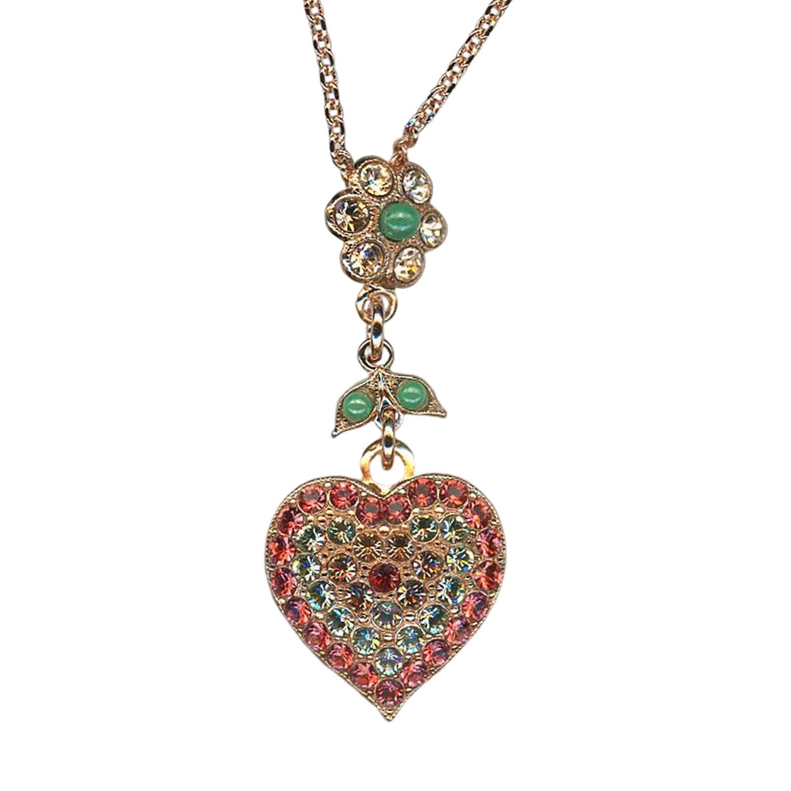 N-5007-7-1120-RG(1) Mariana Necklace Pendant My Butterfly Coll. Floral Heart Peach, Chrysolite, Moonlight, & Green Turq Austrian Crystals Boloria Dia - Image 1