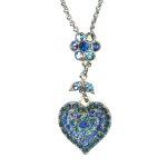 Mariana Necklace Pendant Floral Montana Blue, Indicolite, Sapphire, & AB Austrian Crystals Sleepytime Tea Time Coll. - Image 2