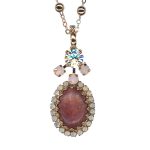 Mariana Necklace Pendant Elegant Rhodonite Mineral, Clear, & Opals Austrian Crystals Cherry Blossom Silk Road Coll. - Image 2