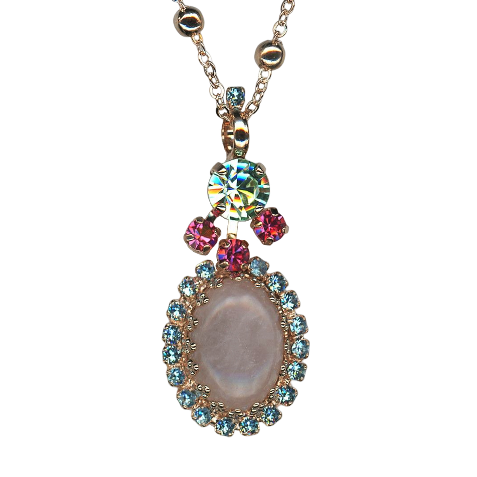 N-5008-4-M2141-RG(1) Necklace Pendant By Mariana Woman Exquisite Quartz Mineral and Rose Swarovski Crystals - Image 1