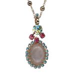 Necklace Pendant By Mariana Woman Exquisite Quartz Mineral and Rose Swarovski Crystals - Image 2