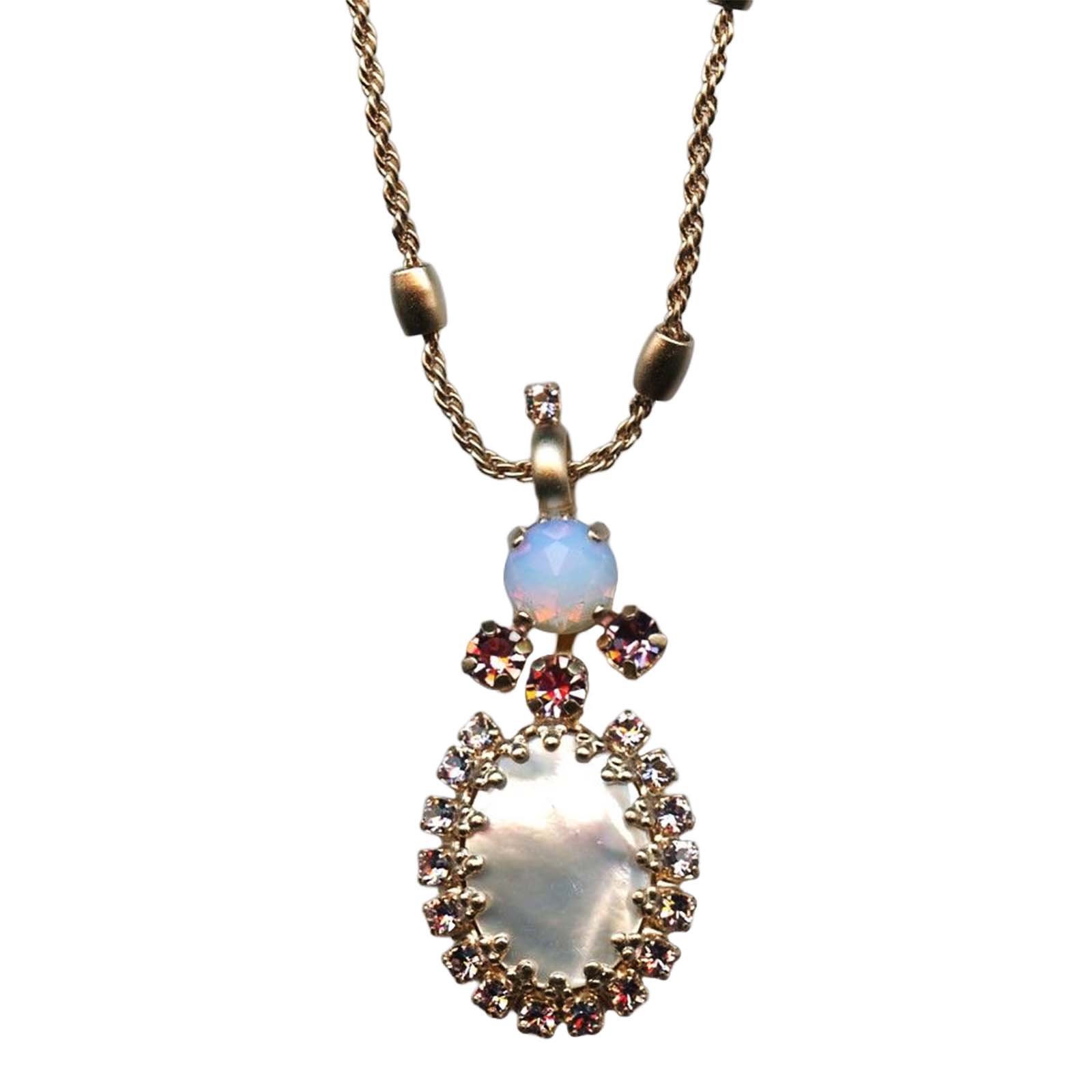 N-5008-4-M83371-RG(1) Mariana Necklace Pendant Elegant Mother of Simulated Pearl Mineral, White Opal, & Violet Austrian Crystals My Treasures Coll. - Image 1