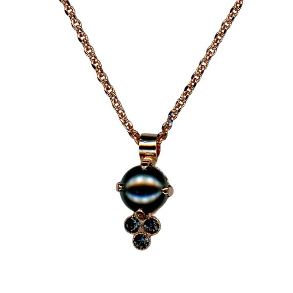 Mariana Necklace Pendant Exquisite Dark Grey Pearl & Silver Night Austrian Crystals My Treasures Coll.