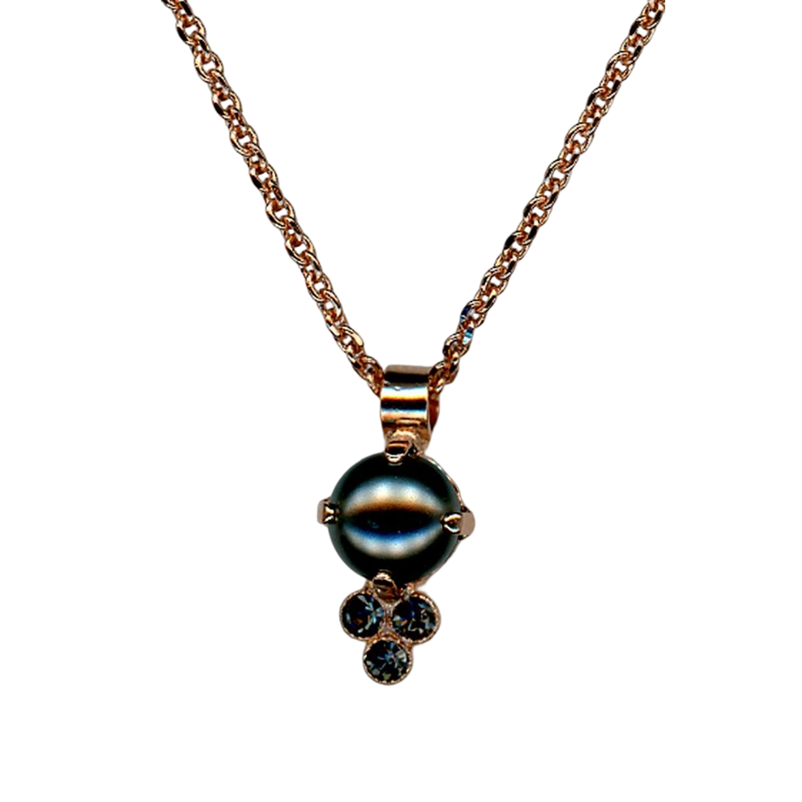 N-5010-1-617245-RG(1) Mariana Necklace Pendant Exquisite Dark Grey Pearl & Silver Night Austrian Crystals My Treasures Coll. - Image 1
