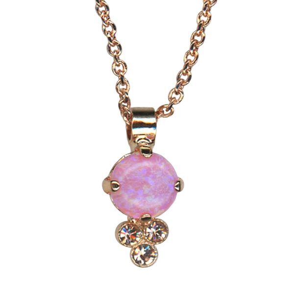 Mariana Necklace Pendant Lovely Rose Quartz Mineral & Golden Shadow Austrian Crystals Love Joy Of Life Coll.