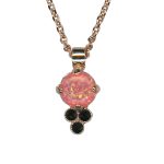 Mariana Necklace Pendant Salmon Pink Synthetic Opal Mineral & Jet Austrian Crystals 2022 VOL.1 Sexbomb Coll. - Image 3