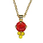 Mariana Necklace Pendant Alluring Ruby Synthetic Opal Mineral & Yellow Opal Austrian Crystals My Treasures Coll.