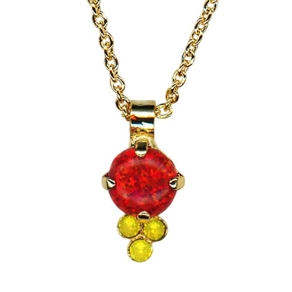 Mariana Necklace Pendant Alluring Ruby Synthetic Opal Mineral & Yellow Opal Austrian Crystals My Treasures Coll.