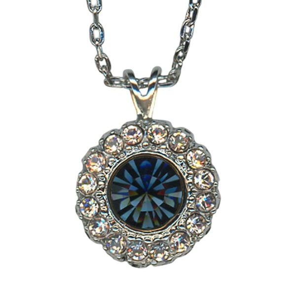 Mariana Necklace Pendant Fab Floral Montana Blue & Lt Peach Austrian Crystals Spring 2019 Special Edition