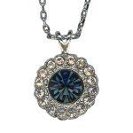 Mariana Necklace Pendant Fab Floral Montana Blue & Lt Peach Austrian Crystals Spring 2019 Special Edition - Image 3