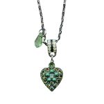 Necklace Pendant By Mariana Woman Heart Shaped Apple and Peridot Swarovski Crystals