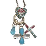 Mariana Necklace Pendant Heart & Charms Aquamarine, Rose, Opals, & Jonquil Austrian Crystals Margarita Cocktail Hour Coll. - Image 2