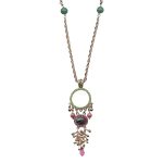 Mariana Necklace Pendant Boho Chic Ruby Zoisite Mineral, Rose, Fern Green, & Olivine Austrian Crystals My Treasures Coll. - Image 3