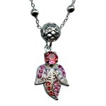 Mariana Necklace Pendant Leaf Encrusted Rose Peach, Fuchsia, & Violet Austrian Crystals Joy Nirvana Coll.