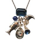 Necklace Pendant By Mariana Montana Blue and Peach Swarovski Crystals - Image 2