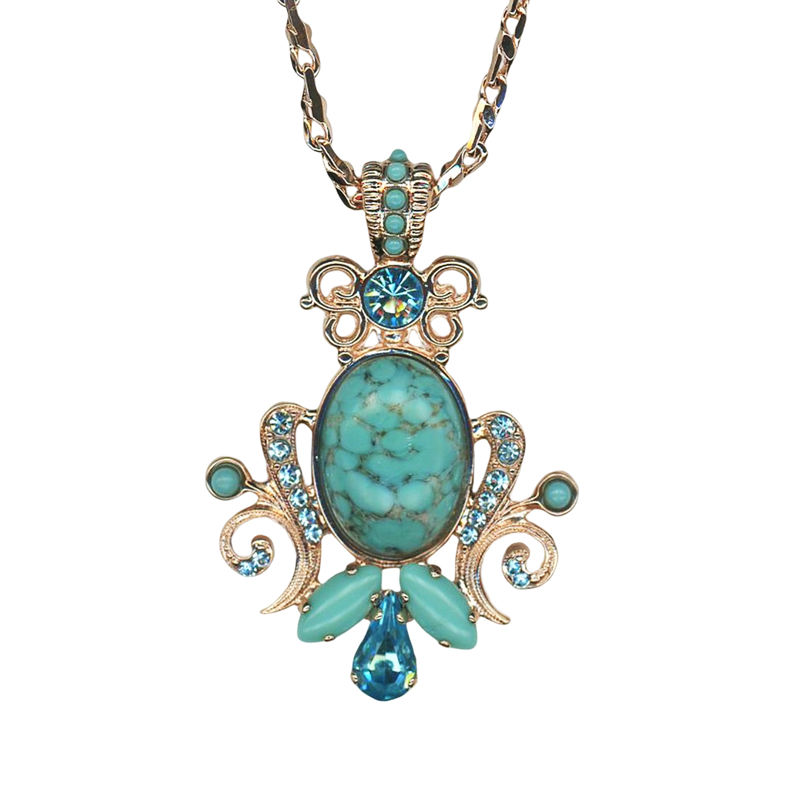 N-5023-5-2672-RG(1) Mariana Necklace Pendant Simply Elegant Turquoise & Aquamarine Austrian Crystals Bliss Nirvana Coll. - Image 1