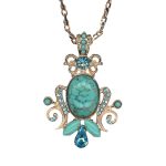 Mariana Necklace Pendant Simply Elegant Turquoise & Aquamarine Austrian Crystals Bliss Nirvana Coll. - Image 2