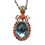 Mariana Necklace Pendant Glamorous Aquamarine, Hyacinth, Sun, & Coral Austrian Crystals Serengeti Africa Coll. - Image 3