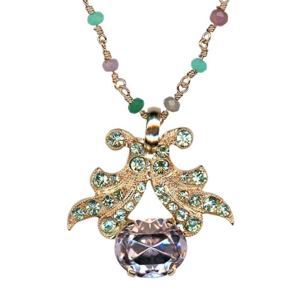 Mariana Necklace Pendant Exquisite Violet & Chrysolite Austrian Crystals Matcha Tea Time Coll.