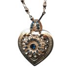 Mariana Necklace Pendant Finely Detailed Montana Blue & Lt Peach Austrian Crystals Spring 2019 Special Edition - Image 2
