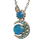 Mariana Necklace Pendant Gorgeous Crescent Caribbean Blue Opal & Aquamarine Austrian Crystals Zambezi Africa Coll. - Image 3