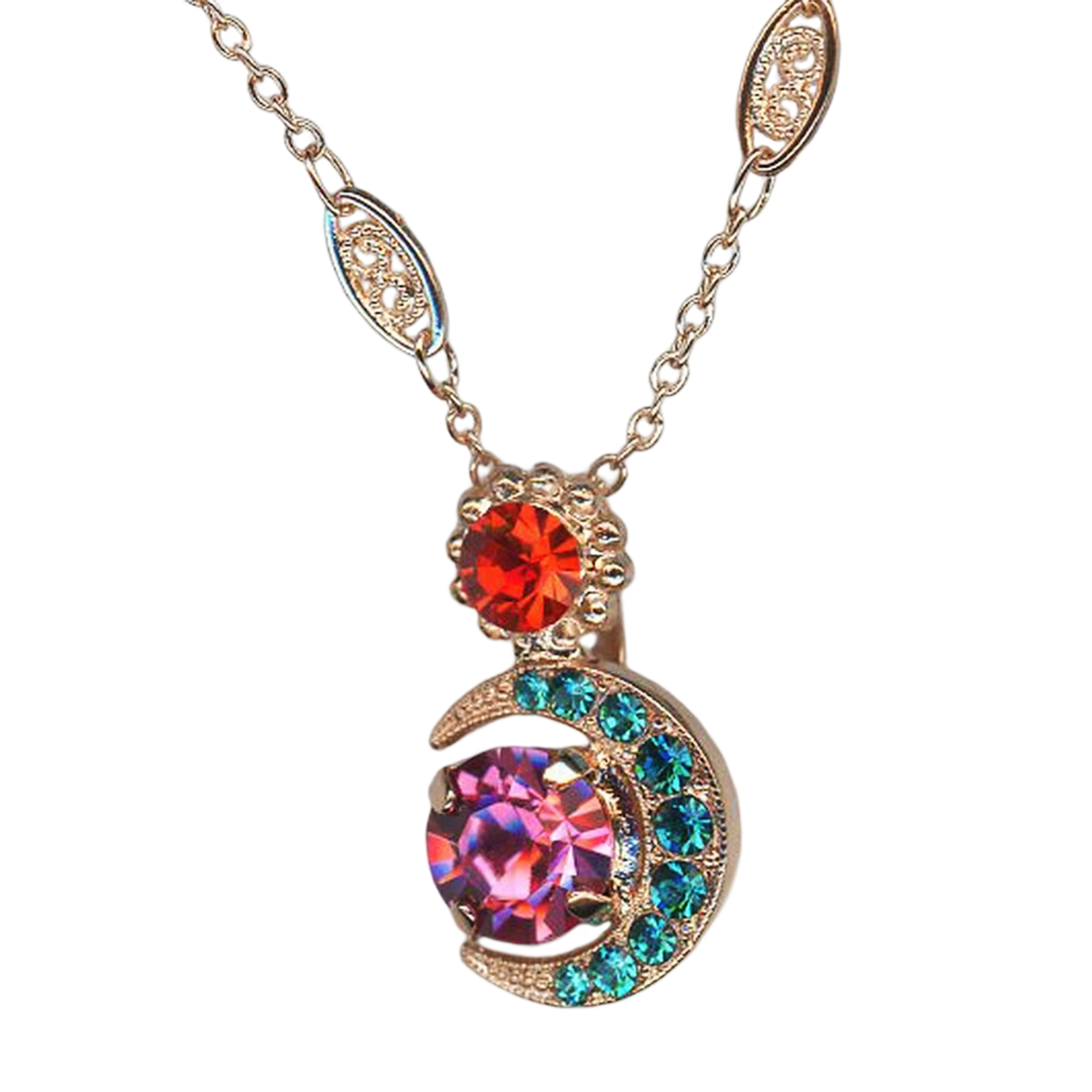 N-5027-1-1143-RG - Copy (2) Necklace Pendant By Mariana Woman Adorable Siam and Blue Zircon Swarovski Crystals - Image 1