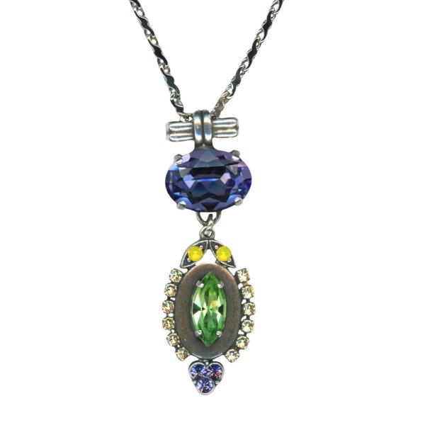Mariana Necklace Pendant Beautiful Tanzanite, Peridot, Jonquil, & Yellow Opal Austrian Crystals My Treasures Coll.
