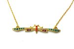 Mariana Necklace Pendant Sleek Firefly Teal, Fuchsia, & Coral Austrian Crystals Poppy Coll.