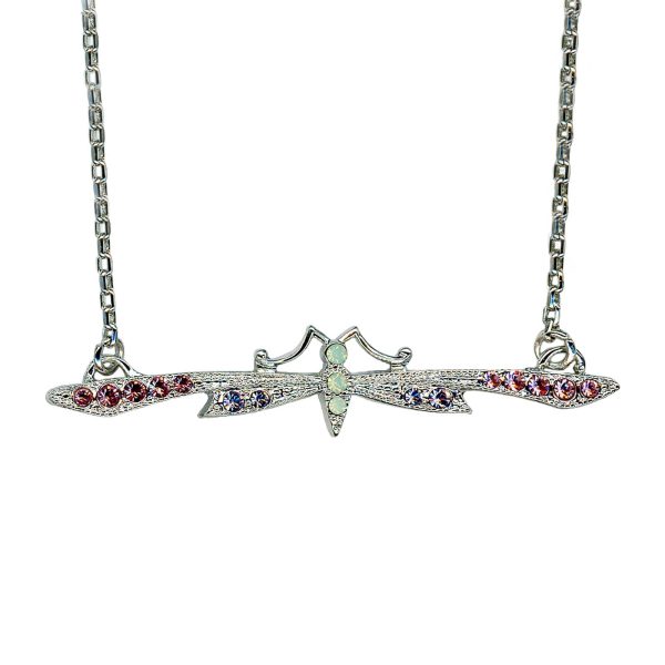 Mariana Necklace Pendant Sleek Firefly Violet, Lt Rose, & Chrysolite Opal Austrian Crystals Levander Botanica Coll.