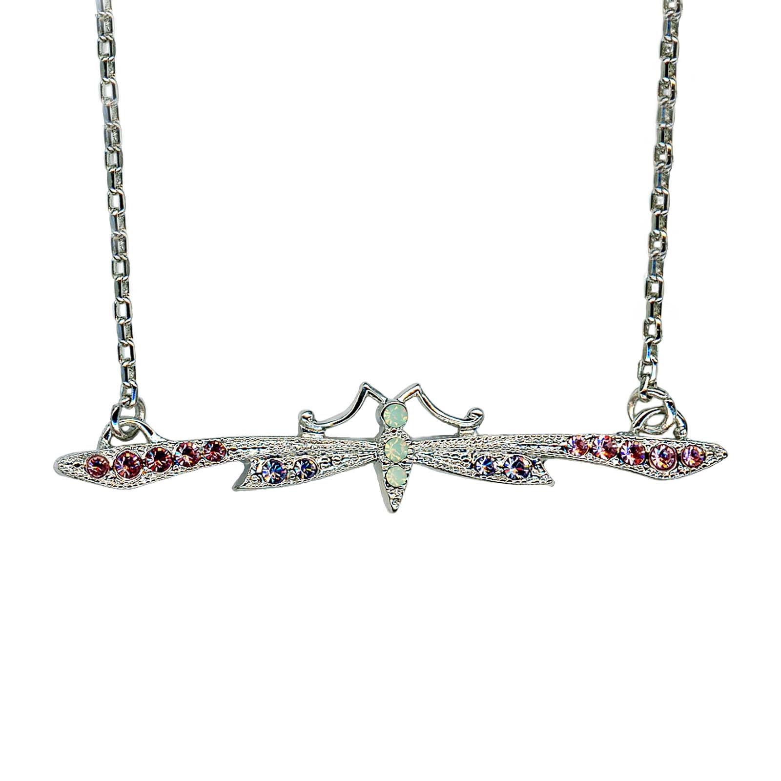 N-5028-4-1910-RO(1) Mariana Necklace Pendant Sleek Firefly Violet, Lt Rose, & Chrysolite Opal Austrian Crystals Levander Botanica Coll. - Image 1