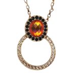 Mariana Necklace Pendant Halo Faceted Sun, Jet, & Lt Peach Austrian Crystals 2022 VOL.1 Sexbomb Coll. - Image 3