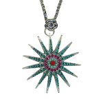 Mariana Necklace Pendant Gorgeous Teal, Fuchsia, Turq, & Red Coral Austrian Crystals Poppy Coll. - Image 2