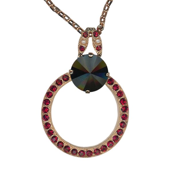 Mariana Necklace Pendant Elegant Ruby, Cream Pearl, & Jet Austrian Crystals My Treasures Coll.