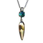Mariana Necklace Pendant Fab Teal & Golden Shadow Austrian Crystals Tinsel Winter Wonderland Coll.