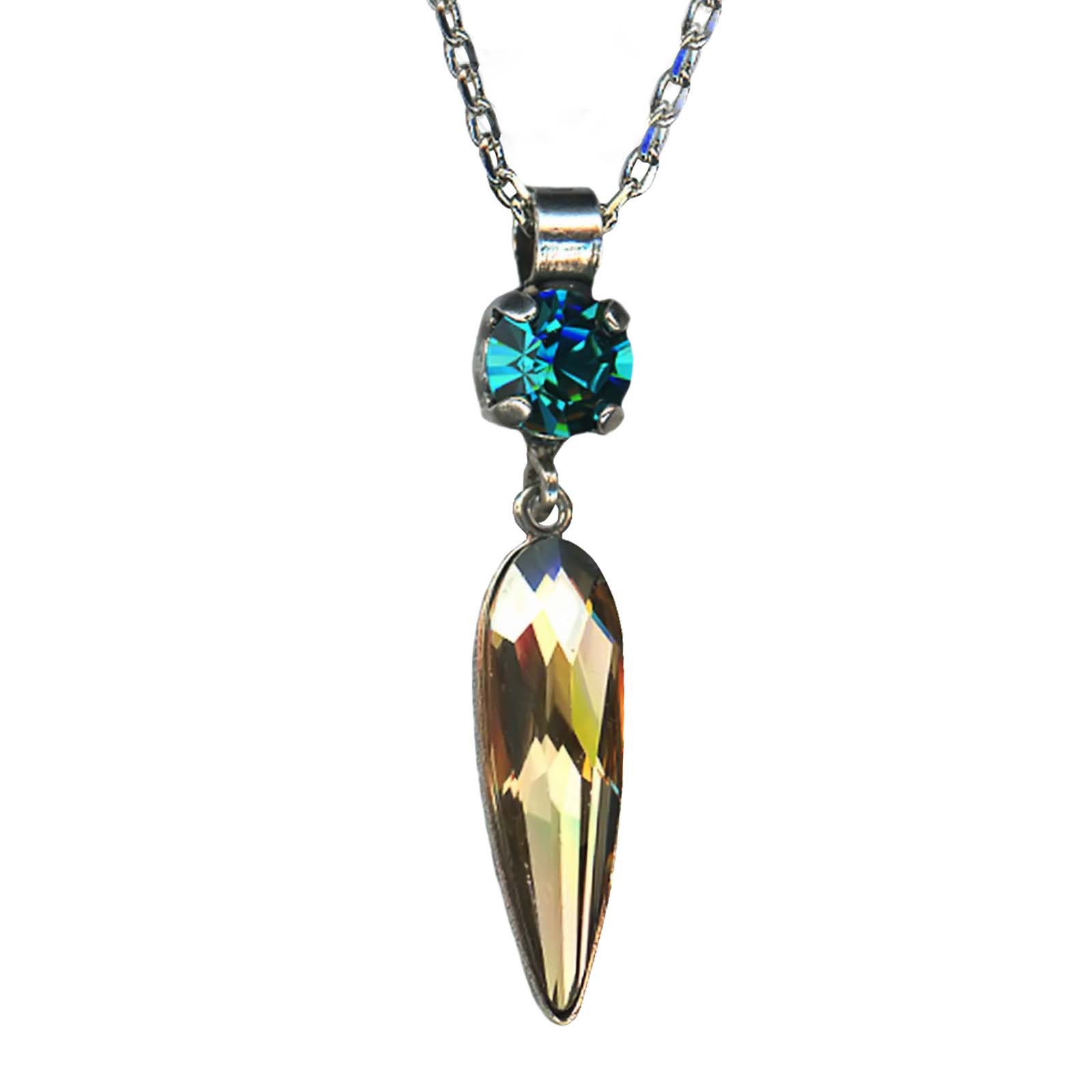 N-5030-20-1111-RO(1) Mariana Necklace Pendant Fab Teal & Golden Shadow Austrian Crystals Tinsel Winter Wonderland Coll. - Image 1