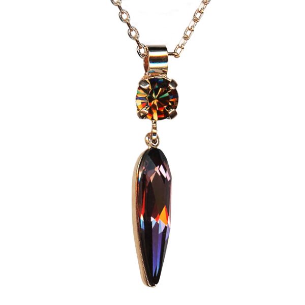 Mariana Necklace Pendant Gorgeous Lt Smoked Topaz & Lt Rose Austrian Crystals Gingerbread Winter Wonderland Coll.