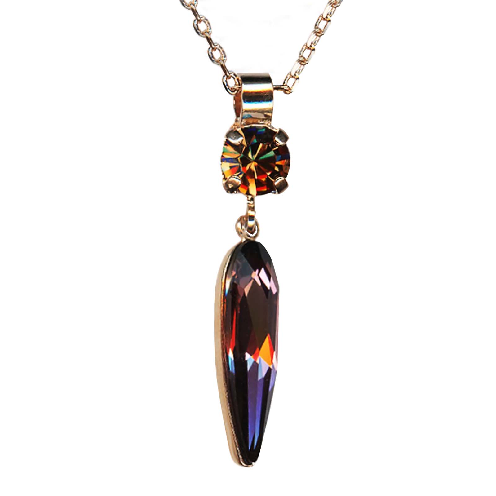 N-5030-20-1115-RG(1) Mariana Necklace Pendant Gorgeous Lt Smoked Topaz & Lt Rose Austrian Crystals Gingerbread Winter Wonderland Coll. - Image 1