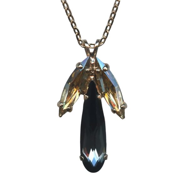 Mariana Necklace Pendant Elegant Black Diamond & Golden Shadow Austrian Crystals Adeline Odyssey Coll.