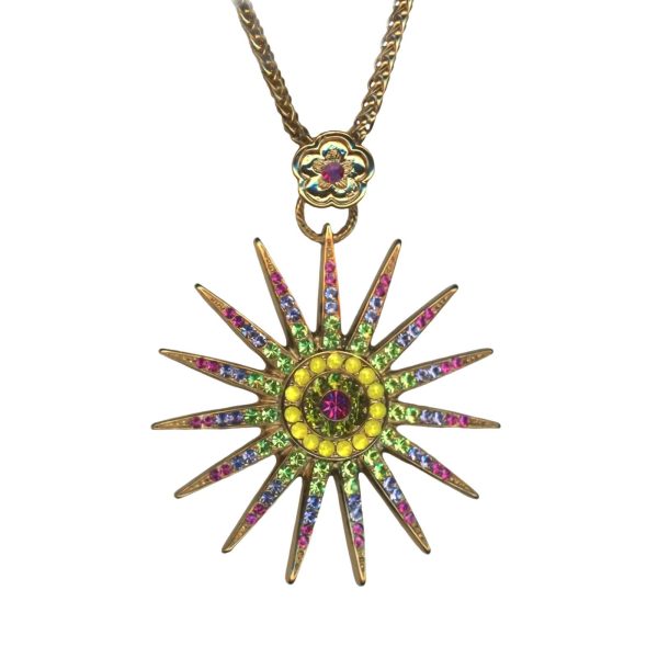 Mariana Necklace Pendant Fashionable Fuchsia, Tanzanite, Olivine, & Yellow Opal Austrian Crystals Cuba Caribbean Life Coll.