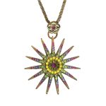 Mariana Necklace Pendant Fashionable Fuchsia, Tanzanite, Olivine, & Yellow Opal Austrian Crystals Cuba Caribbean Life Coll. - Image 2