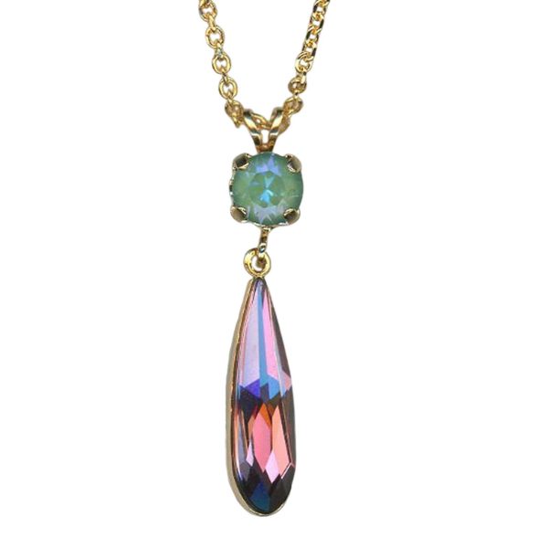 Mariana Necklace Pendant Alluring Silky Sage Delite & Lt Rose Austrian Crystals My Treasures Coll.