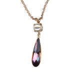 Mariana Necklace Pendant Adorable Cream Pearl & Antique Pink Austrian Crystals My Treasures Coll. - Image 3