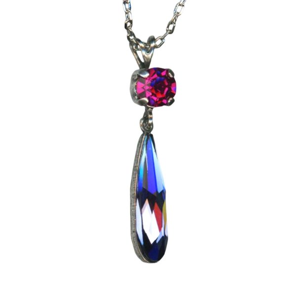 Mariana Necklace Pendant Lovely Magenta Pink & Burgundy Delite Austrian Crystals My Treasures Coll.