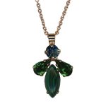 Mariana Necklace Pendant Malachite Mineral, Emerald, & Montana Blue Austrian Crystals Atlantis Under The Sea Winter 2021 Coll. - Image 3