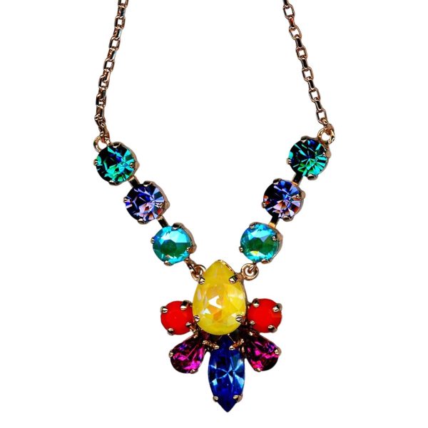 Mariana Necklace Pendant Charming Sun-Kissed Sunshine, Red Coral, Fuchsia, Capri Blue, Purple, & Teal Austrian Crystals Poppy Coll.