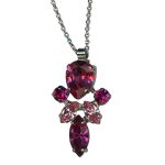 Necklace Pendant By Mariana Woman Lt Rose and Fuchsia Swarovski Crystals - Image 3