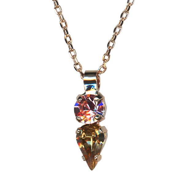 Mariana Necklace Pendant Charming Lt Rose & Golden Shadow Austrian Crystals Gingerbread Winter Wonderland Coll.