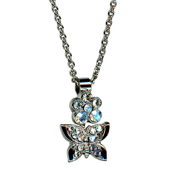 Mariana Necklace Pendant Floral Butterfly Moonlight Austrian Crystals My Treasures Coll.