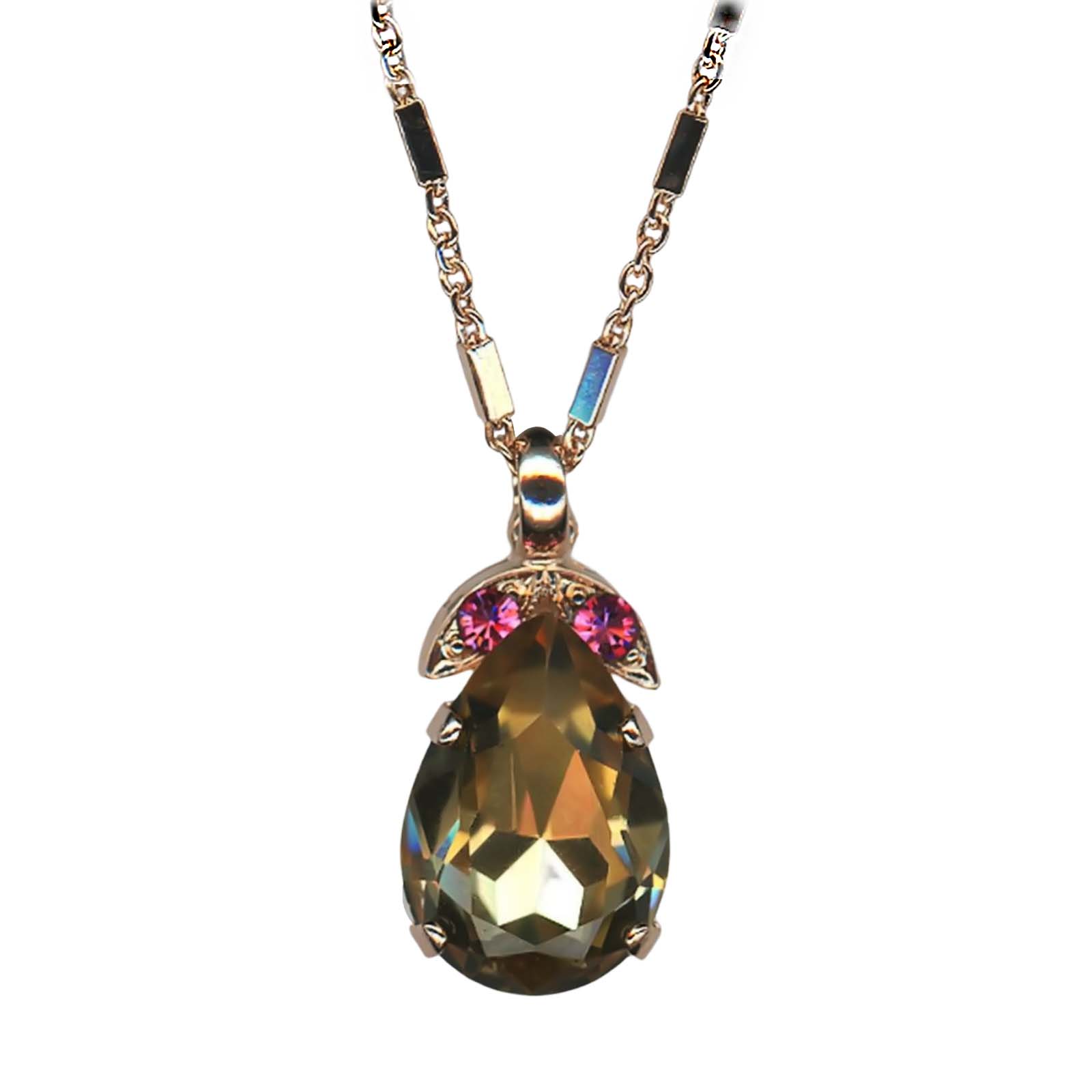 N-5032-3-1115-RG(1) Mariana Necklace Pendant Alluring Lt Smoked Topaz & Indian Pink Austrian Crystals Gingerbread Winter Wonderland Coll. - Image 1
