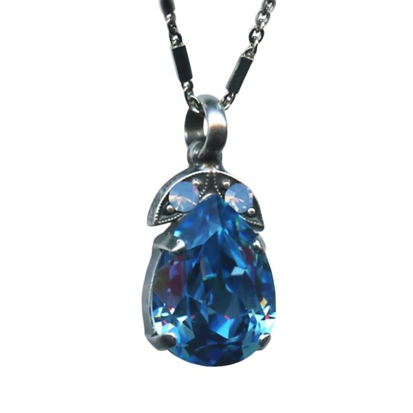 Mariana Necklace Pendant Simply Elegant Sapphire & Air Blue Opal Austrian Crystals Daiquiri Cocktail Hour Coll.